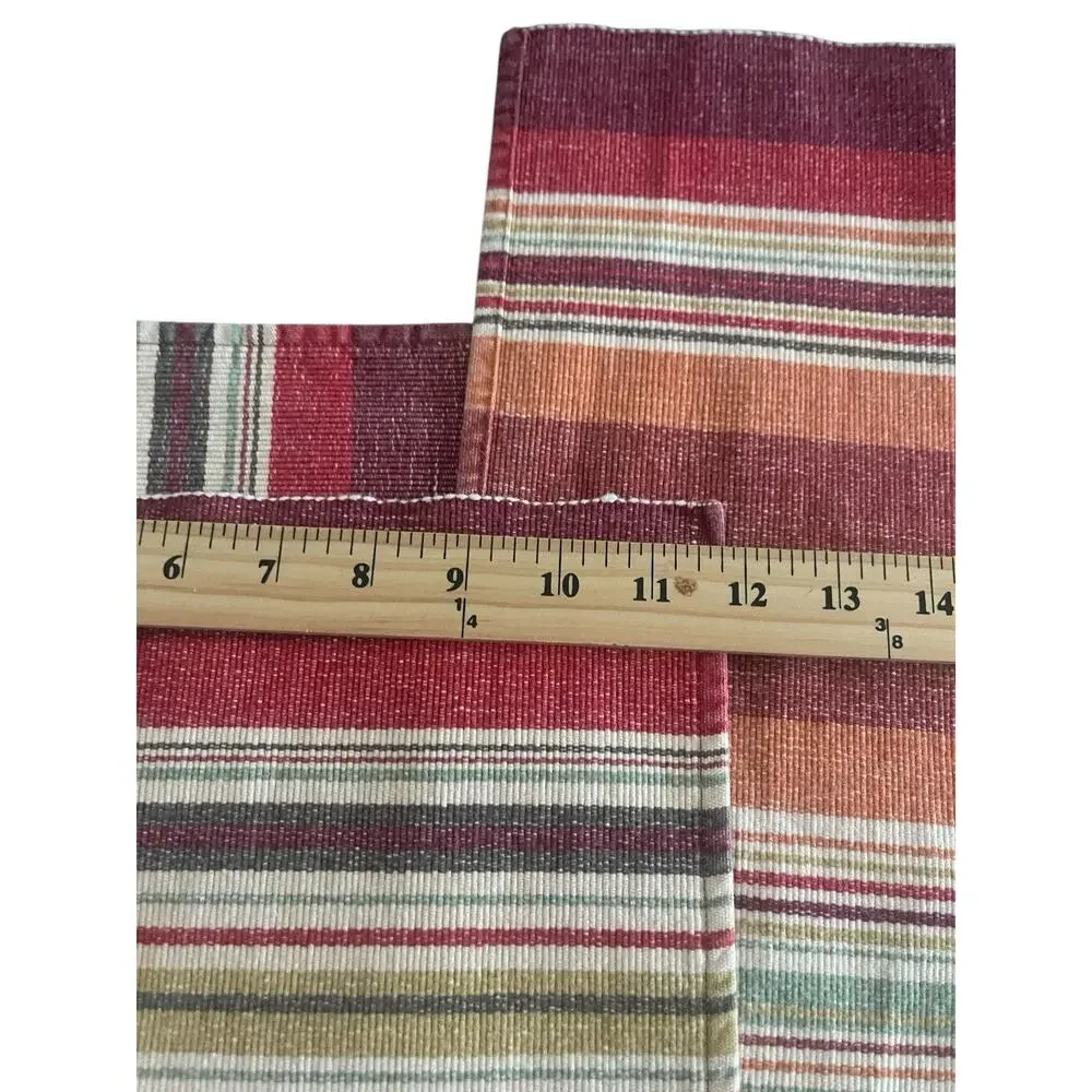 Sonoma Placemats Striped‎ Cotton Red Boho Rustic Western Rectangular Place Mats